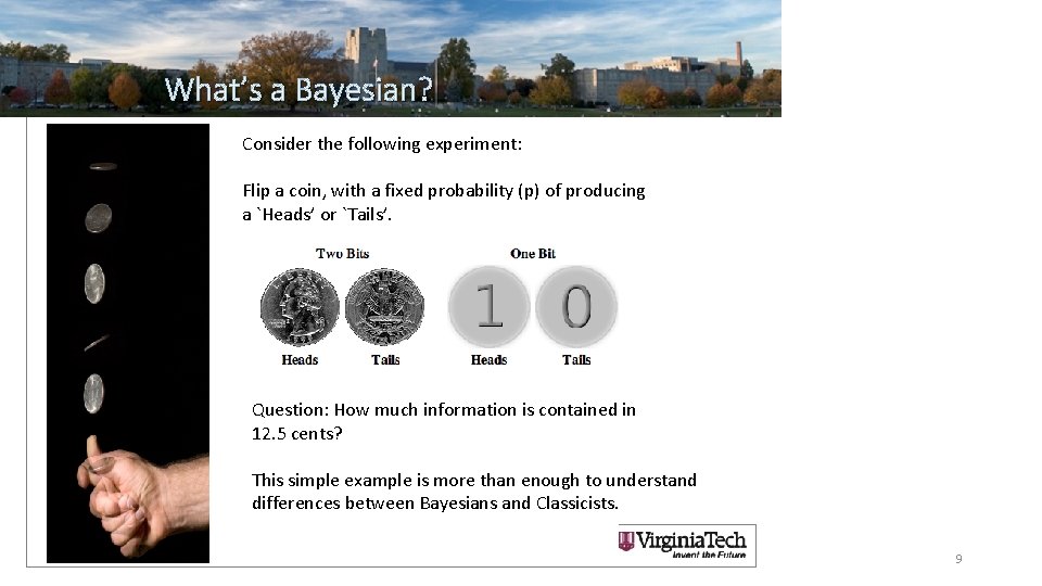 What’s a Bayesian? Visual Analysts Consider the following experiment: Flip a coin, with a