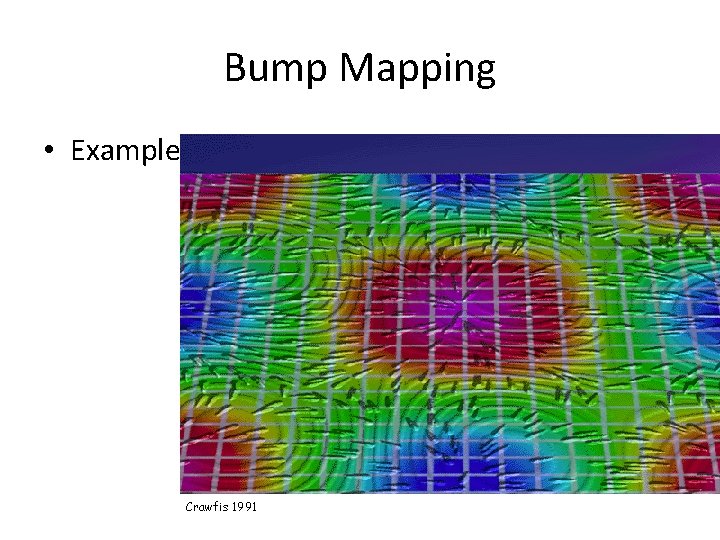 Bump Mapping • Example Crawfis 1991 