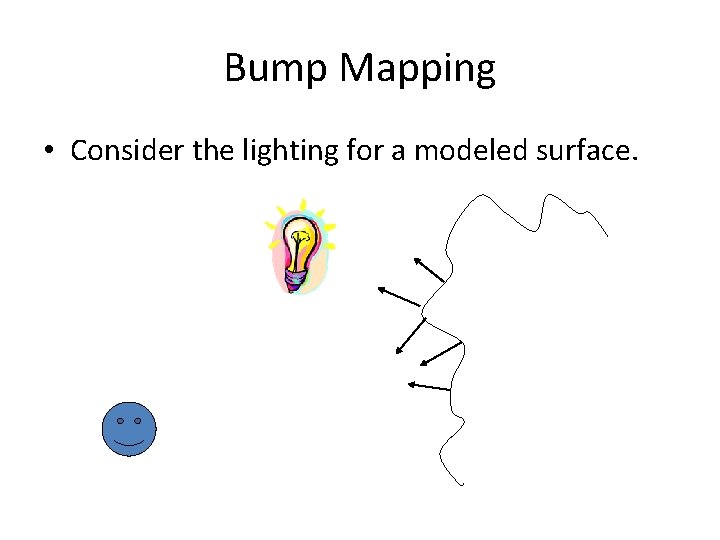 Bump Mapping • Consider the lighting for a modeled surface. 