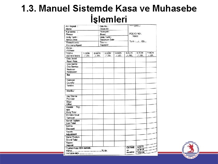 1. 3. Manuel Sistemde Kasa ve Muhasebe İşlemleri 