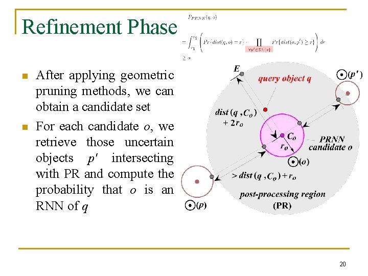 Refinement Phase n n After applying geometric pruning methods, we can obtain a candidate