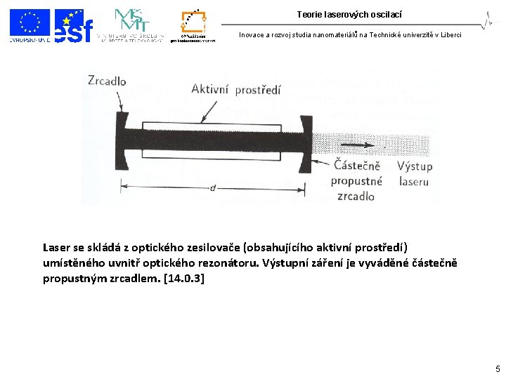 Teorie laserových oscilací Inovace a rozvoj studia nanomateriálů na Technické univerzitě v Liberci Laser