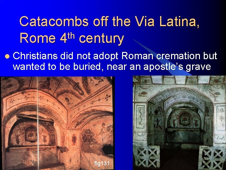 Catacombs off the Via Latina, Rome 4 th century l Christians did not adopt