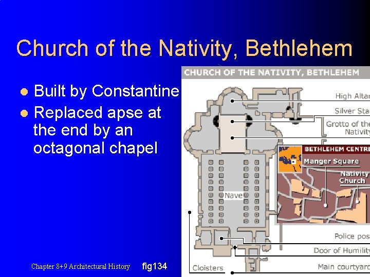 Church of the Nativity, Bethlehem Built by Constantine l Replaced apse at the end