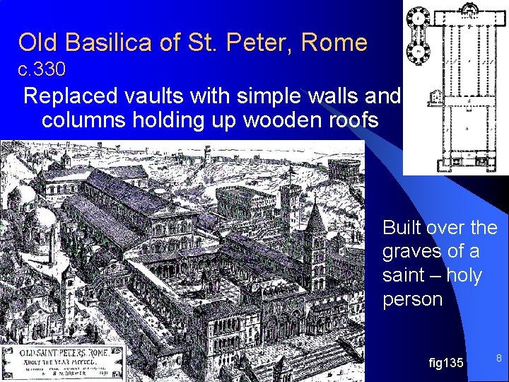 Old Basilica of St. Peter, Rome c. 330 Replaced vaults with simple walls and