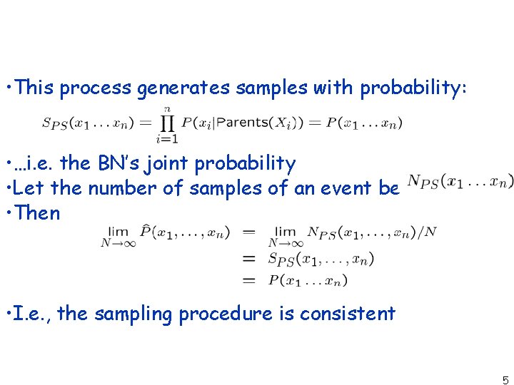  • This process generates samples with probability: • …i. e. the BN’s joint