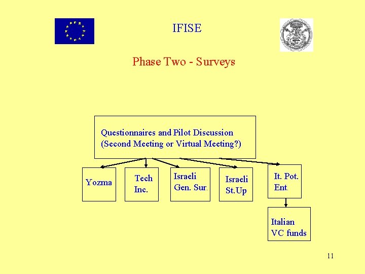 IFISE Phase Two - Surveys Questionnaires and Pilot Discussion (Second Meeting or Virtual Meeting?