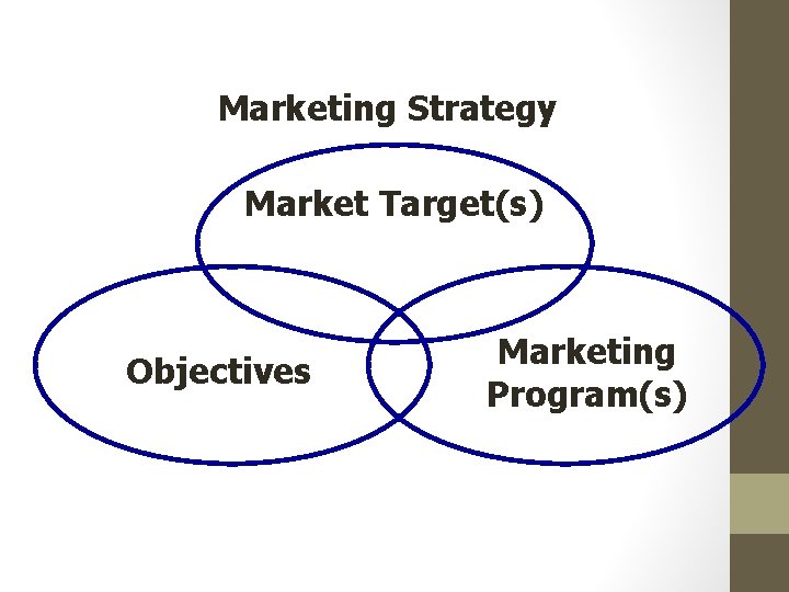 Marketing Strategy Market Target(s) Objectives Marketing Program(s) 