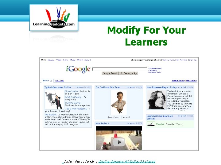 Modify For Your Learners Content licensed under a Creative Commons Attribution 2. 5 License