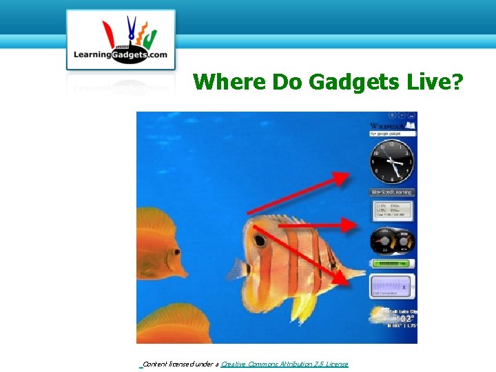 Where Do Gadgets Live? Content licensed under a Creative Commons Attribution 2. 5 License