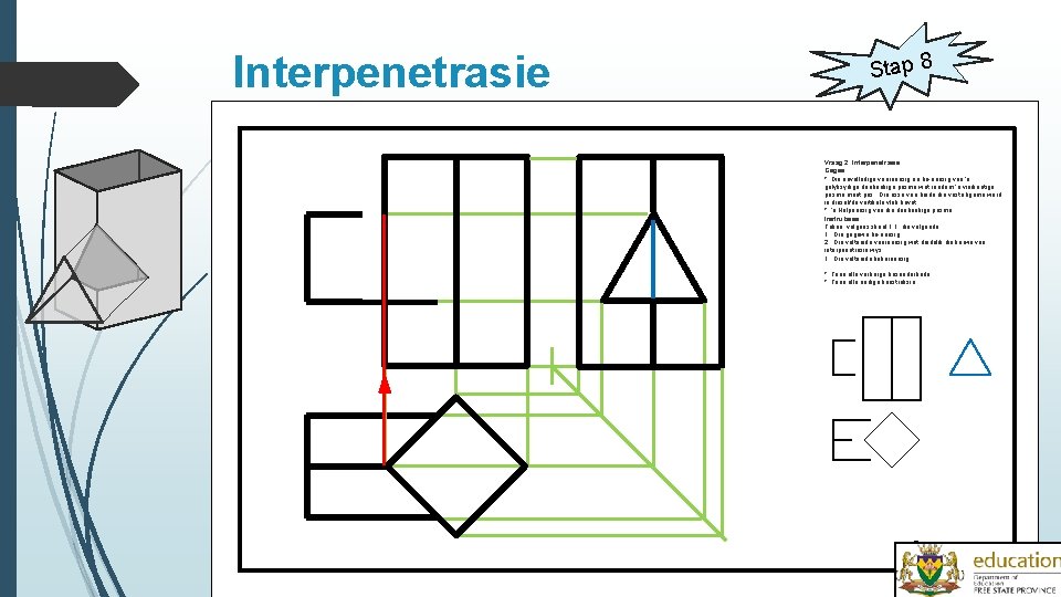 Interpenetrasie Stap 8 Vraag 2: Interpenetrasie Gegee: * Die onvolledige vooraansig en bo-aansig van