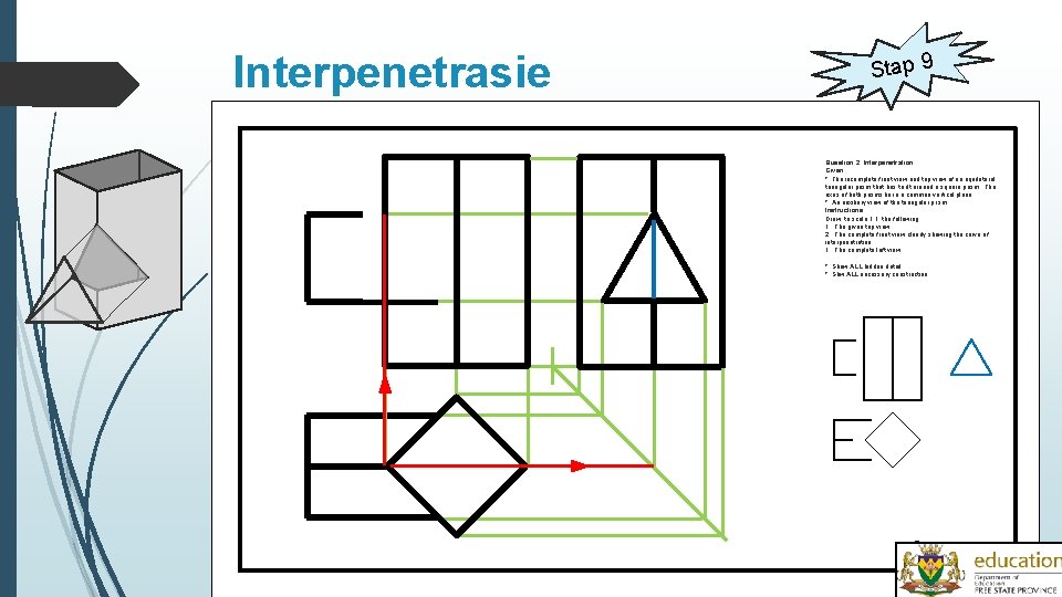 Interpenetrasie Stap 9 Question 2: Interpenetration Given: * The incomplete front view and top