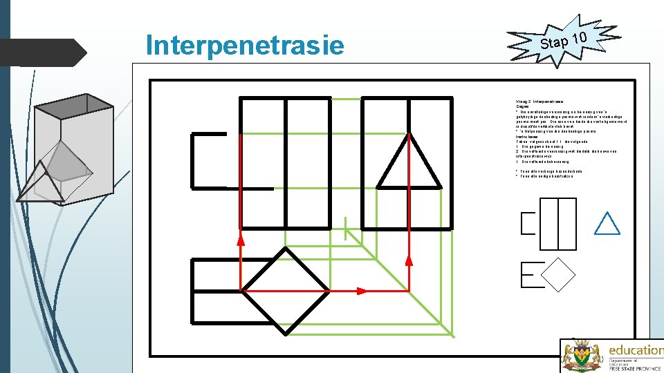 Interpenetrasie Stap 1 0 Vraag 2: Interpenetrasie Gegee: * Die onvolledige vooraansig en bo-aansig