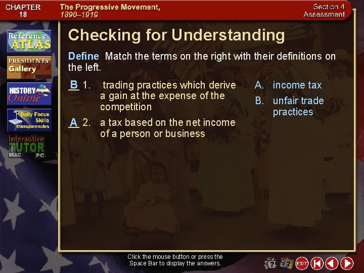 Checking for Understanding Define Match the terms on the right with their definitions on