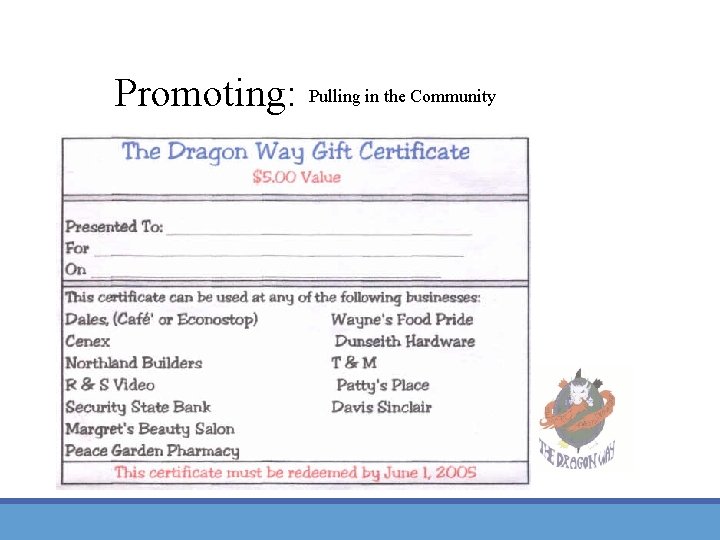 Promoting: Pulling in the Community Promoting: Pulling in the Community