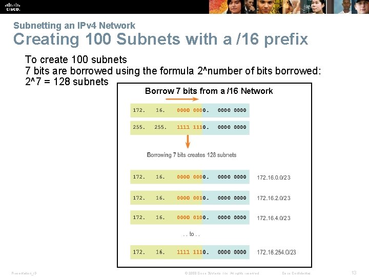 Subnetting an IPv 4 Network Creating 100 Subnets with a /16 prefix To create