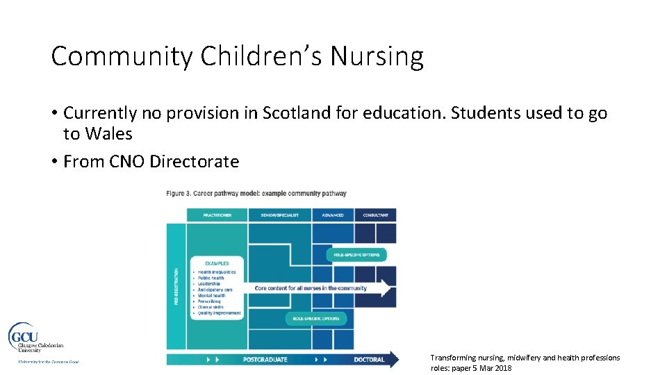 Community Children’s Nursing • Currently no provision in Scotland for education. Students used to