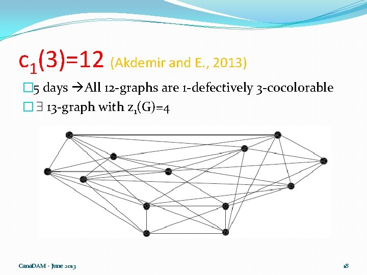 c 1(3)=12 (Akdemir and E. , 2013) � 5 days All 12 -graphs are