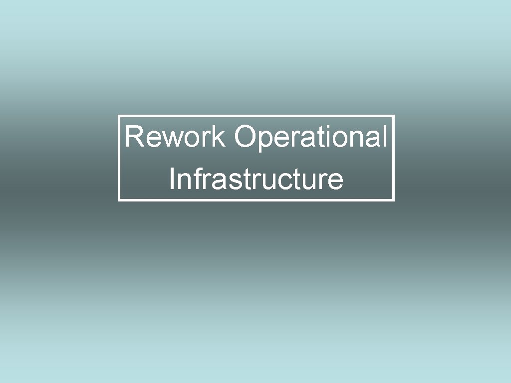 Rework Operational Infrastructure 