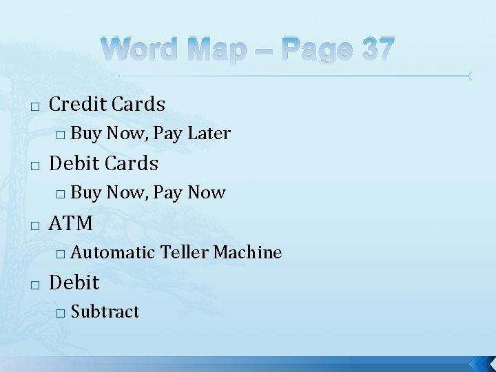 Word Map – Page 37 � Credit Cards � � Debit Cards � � Word Map – Page 37 � Credit Cards � � Debit Cards � �