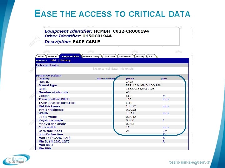 EASE THE ACCESS TO CRITICAL DATA rosario. principe@cern. ch 