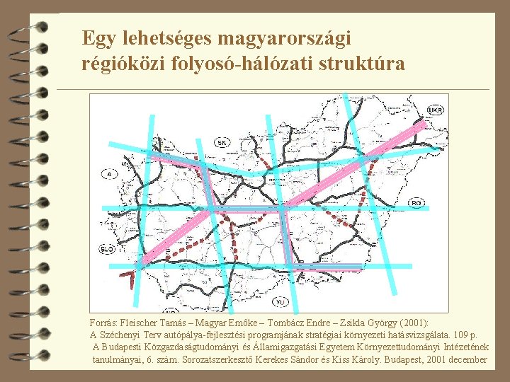 Egy lehetséges magyarországi régióközi folyosó-hálózati struktúra Forrás: Fleischer Tamás – Magyar Emőke – Tombácz
