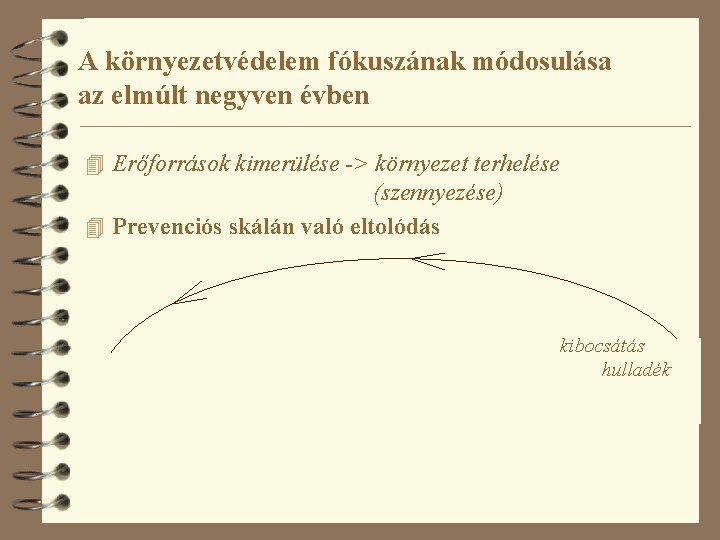 A környezetvédelem fókuszának módosulása az elmúlt negyven évben 4 Erőforrások kimerülése -> környezet terhelése