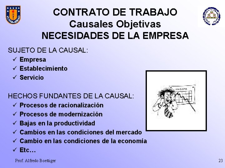 CONTRATO DE TRABAJO Causales Objetivas NECESIDADES DE LA EMPRESA SUJETO DE LA CAUSAL: ü