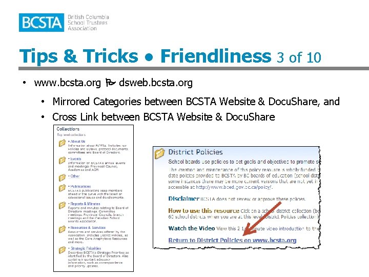 Tips & Tricks ● Friendliness 3 of 10 • www. bcsta. org P dsweb.