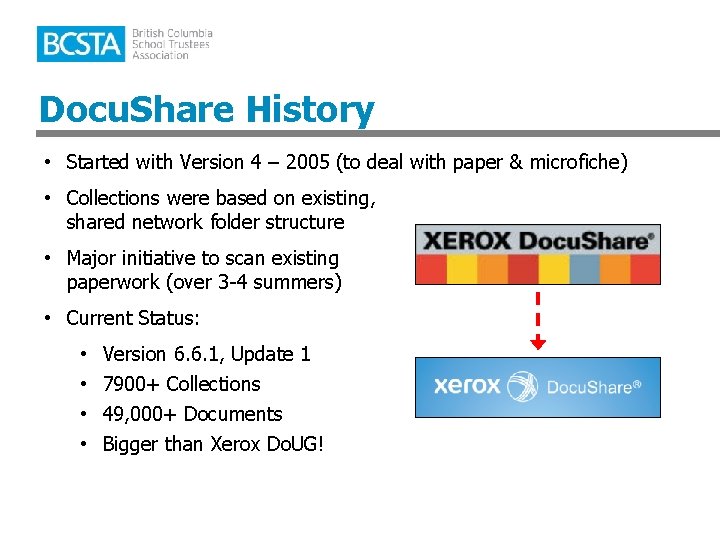 Docu. Share History • Started with Version 4 – 2005 (to deal with paper