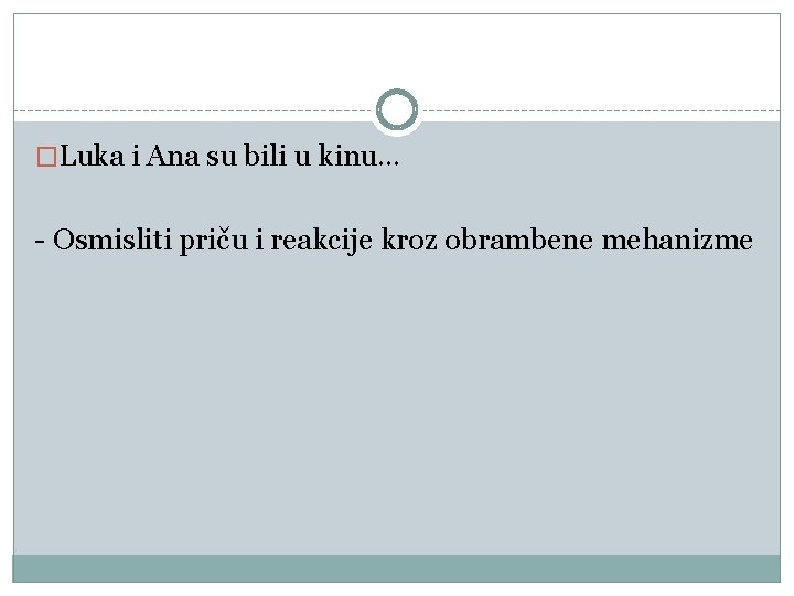 �Luka i Ana su bili u kinu… - Osmisliti priču i reakcije kroz obrambene