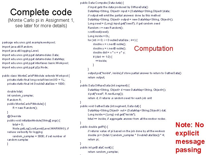 Complete code (Monte Carlo pi in Assignment 1, see later for more details) package
