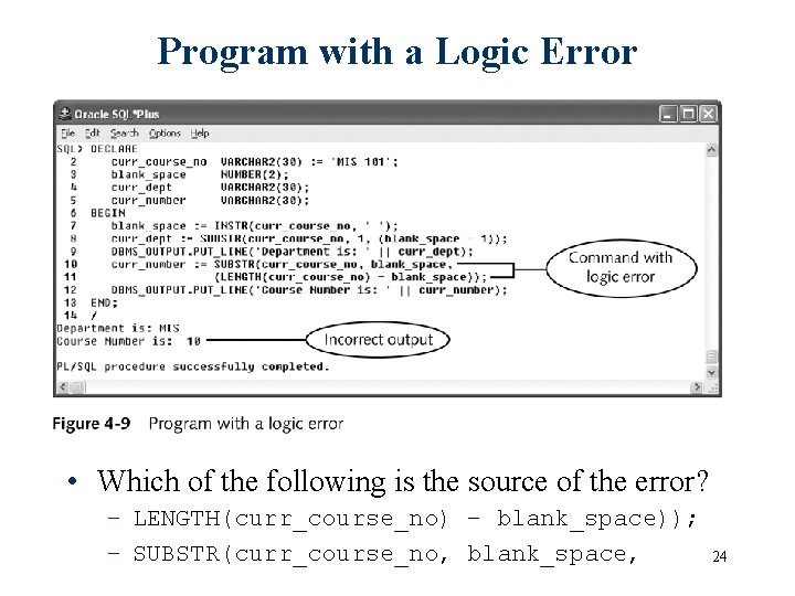 Program with a Logic Error • Which of the following is the source of