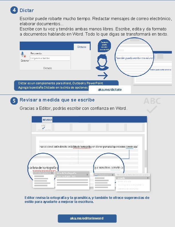 Dictar Escribir puede robarte mucho tiempo. Redactar mensajes de correo electrónico, elaborar documentos. .