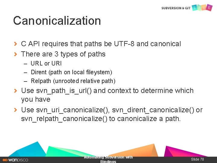 Canonicalization C API requires that paths be UTF-8 and canonical There are 3 types