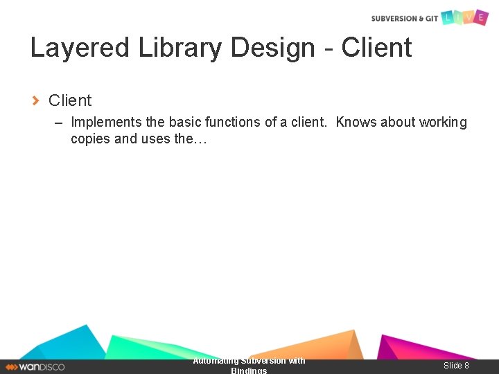 Layered Library Design - Client – Implements the basic functions of a client. Knows