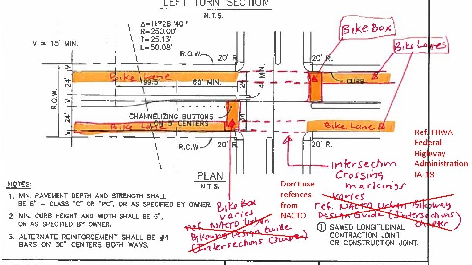 Don’t use refences from NACTO Ref. FHWA Federal Highway Administration IA-18 