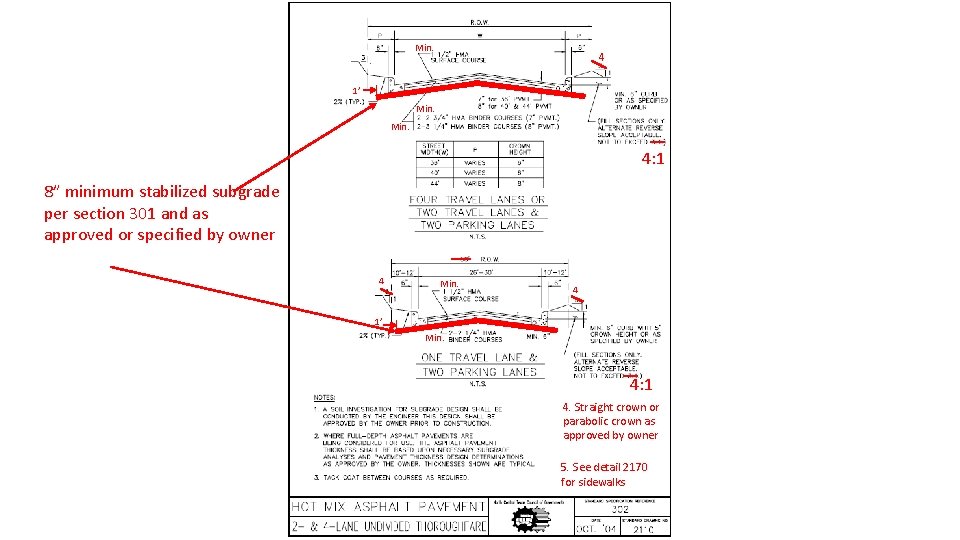 Min. 4 1’ Min. 4: 1 8” minimum stabilized subgrade per section 301 and