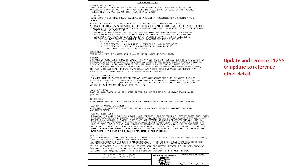 Update and remove 2125 A or update to reference other detail 