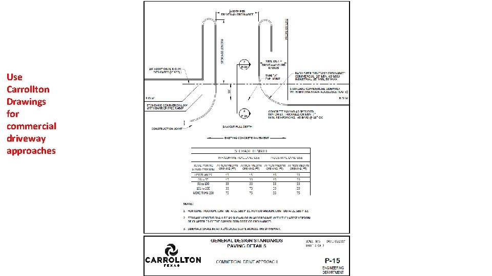 Use Carrollton Drawings for commercial driveway approaches 
