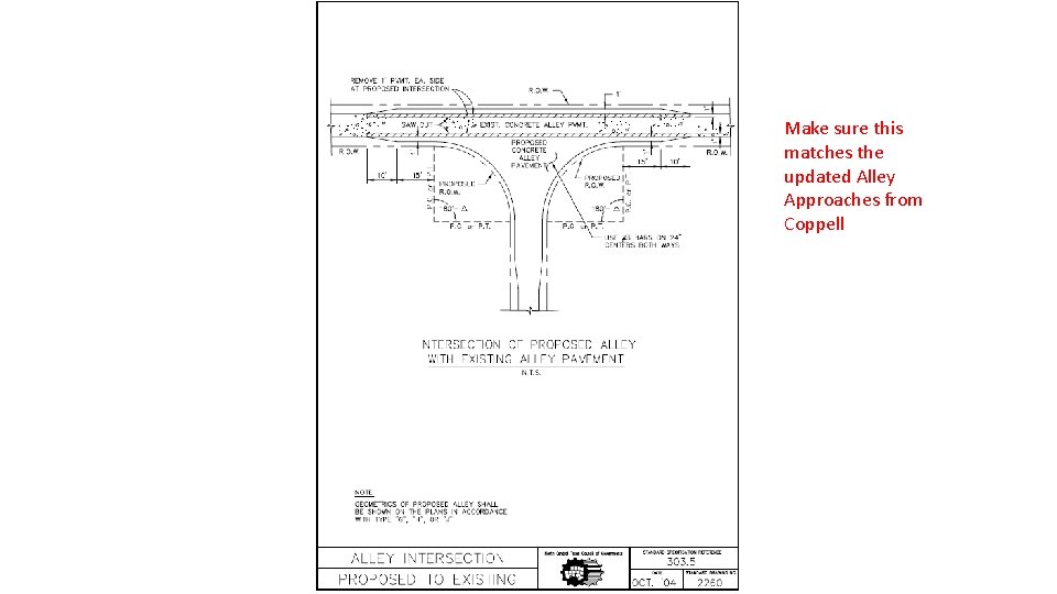 Make sure this matches the updated Alley Approaches from Coppell 