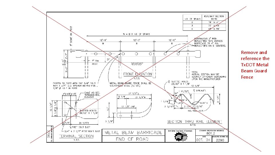 Remove and reference the Tx. DOT Metal Beam Guard Fence 