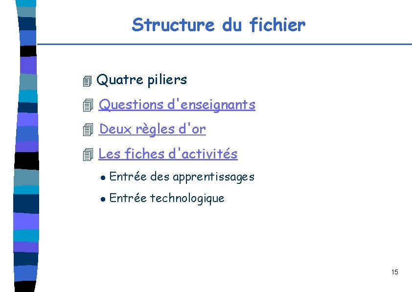 Structure du fichier 4 Quatre piliers 4 Questions d'enseignants 4 Deux règles d'or 4