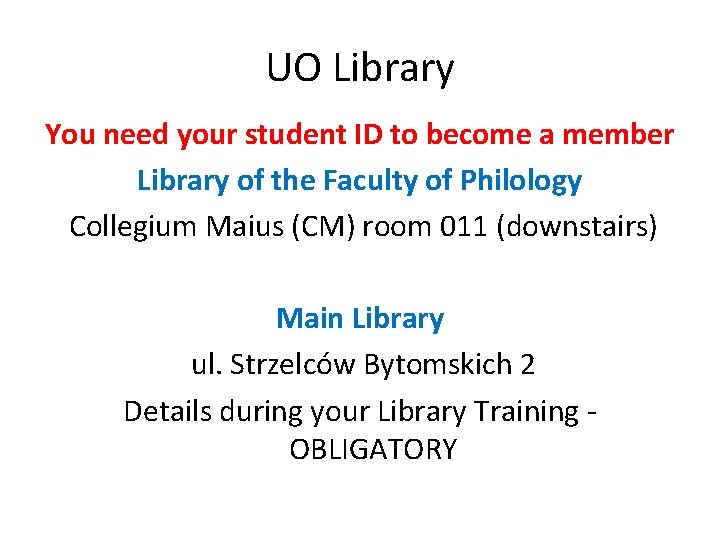 UO Library You need your student ID to become a member Library of the