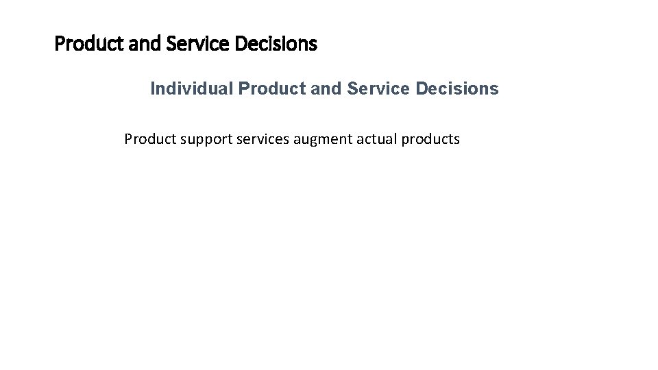 Product and Service Decisions Individual Product and Service Decisions Product support services augment actual