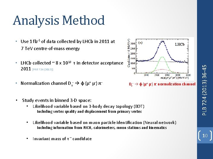 Analysis Method • LHCb collected ~ 8 x 1010 τ in detector acceptance in