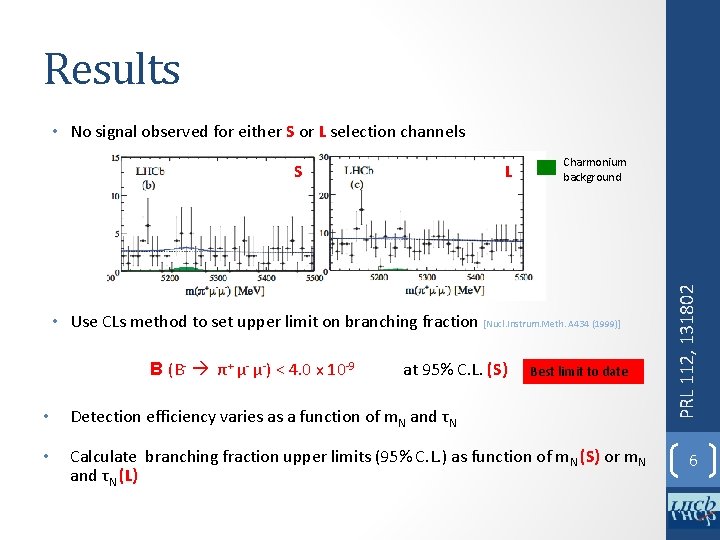 Results • No signal observed for either S or L selection channels Charmonium background