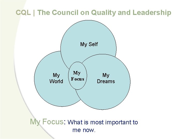 CQL | The Council on Quality and Leadership My Self My World My Focus