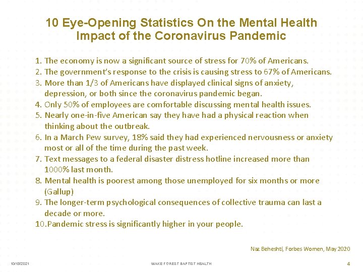 10 Eye-Opening Statistics On the Mental Health Impact of the Coronavirus Pandemic 1. The