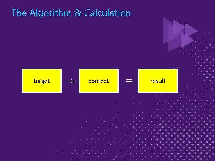 The Algorithm & Calculation target context result 